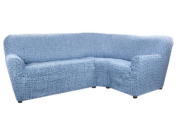 Еврочехол Чехол на классический угловой диван "Сиена" Сатурно синий